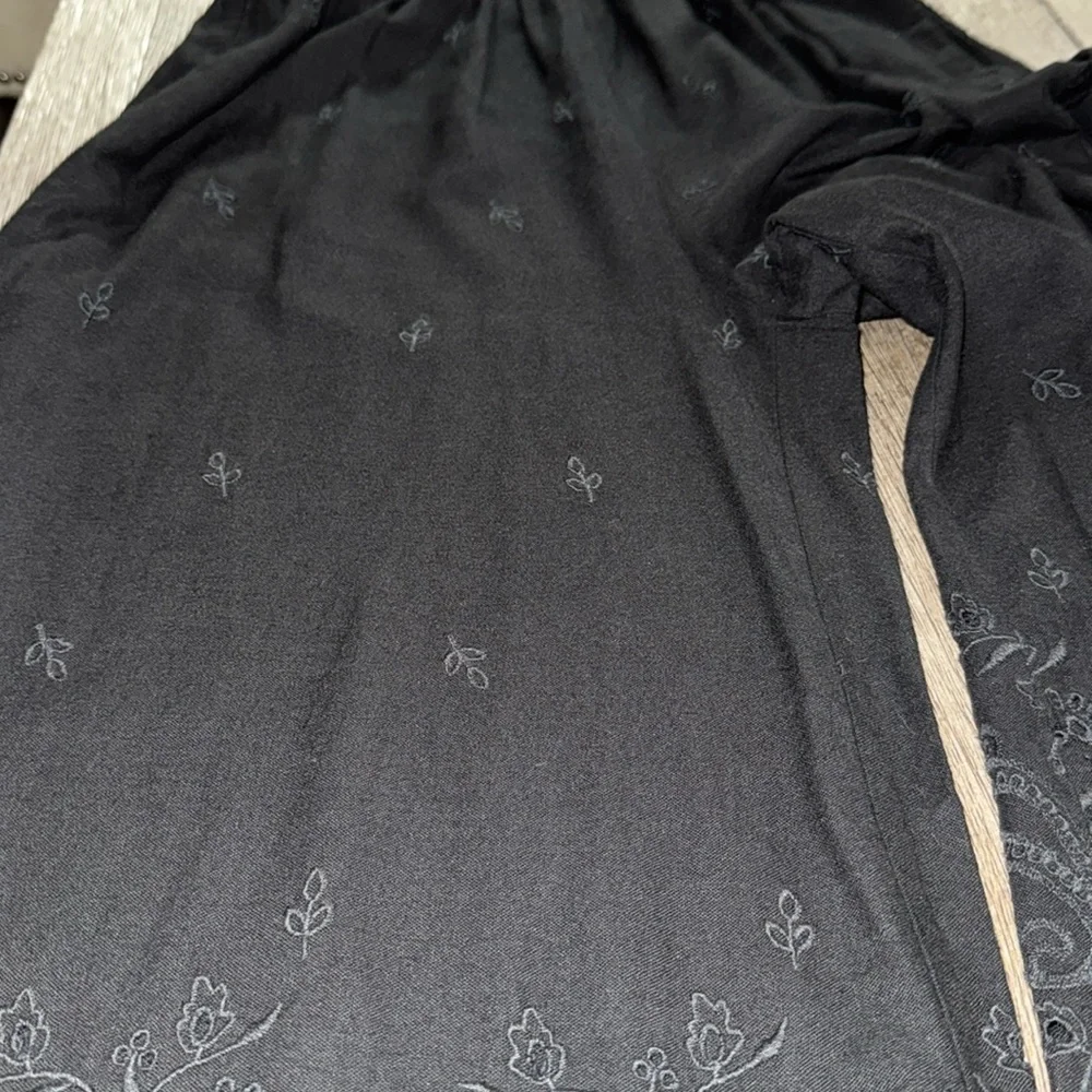 Anthropologie Strapless Eyelet Jumpsuit Black